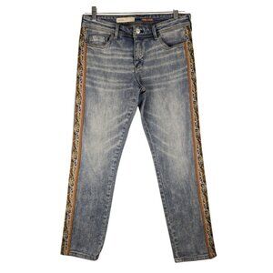Anthropologie Pilcro Boyfriend Slim Camo Side Trim 30x29 Slim Denim Blue Jeans‎